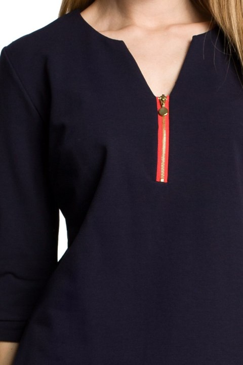 Bluza damska z zamkiem o fasonie litery A granatowa me356 Bluza damska z zamkiem o fasonie litery A granatowa me356
