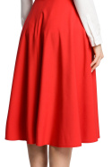 Spódnica rozkloszowana midi z paskiem wiązana w pasie czerwona me367