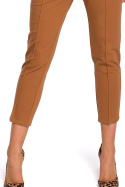 Spodnie damskie z gumką i troczkami w pasie nogawki 7/8 karmelowe me411