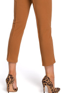 Spodnie damskie z gumką i troczkami w pasie nogawki 7/8 karmelowe me411