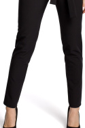 Spodnie damskie chinosy z wysokim stanem i paskiem czarne me363