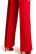 Spodnie damskie z szerokimi nogawkami na kant czerwone me378