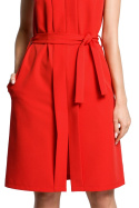 Sukienka bez rękawów z plisą o prostym fasonie czerwona me365