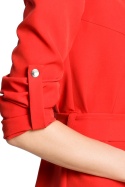 Sukienka koszulowa midi wiązana z długim rękawem czerwona me361
