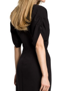 Sukienka ołówkowa midi z krótkim rękawem i luźną górą czarna me364