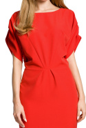 Sukienka ołówkowa midi z krótkim rękawem i luźną górą czerwona me364