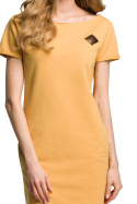 Sukienka dresowa dopasowana mini z krótkim rękawem żółta me374