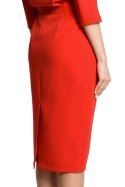 Sukienka midi z dopasowanym dołem i luźną górą rękaw 3/4 czerwona me360