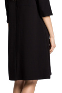 Sukienka dresowa midi oversize z kieszeniami rękaw 3/4 czarna me353