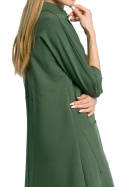 Sukienka dresowa midi oversize z kieszeniami rękaw 3/4 zielona me353