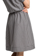 Sukienka wiskozowa midi w kratkę z gumką w pasie czarna me376