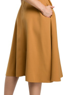 Sukienka rozkloszowana midi z krótkim rękawem cynamonowa me396