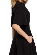 Sukienka rozkloszowana midi z krótkim rękawem czarna me396