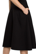 Sukienka rozkloszowana midi z krótkim rękawem czarna me396