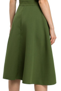 Sukienka rozkloszowana midi z krótkim rękawem zielona me396