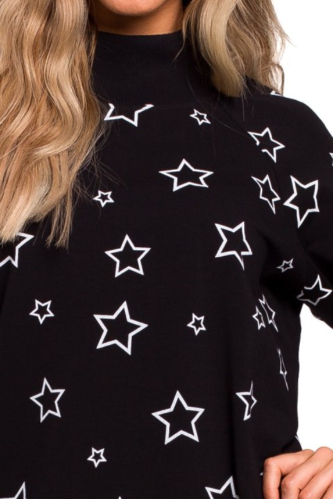 Bluza damska oversize z nadrukiem czarna me442 Bluza damska oversize z nadrukiem czarna me442