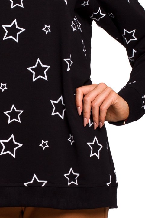 Bluza damska oversize z nadrukiem czarna me442 Bluza damska oversize z nadrukiem czarna me442
