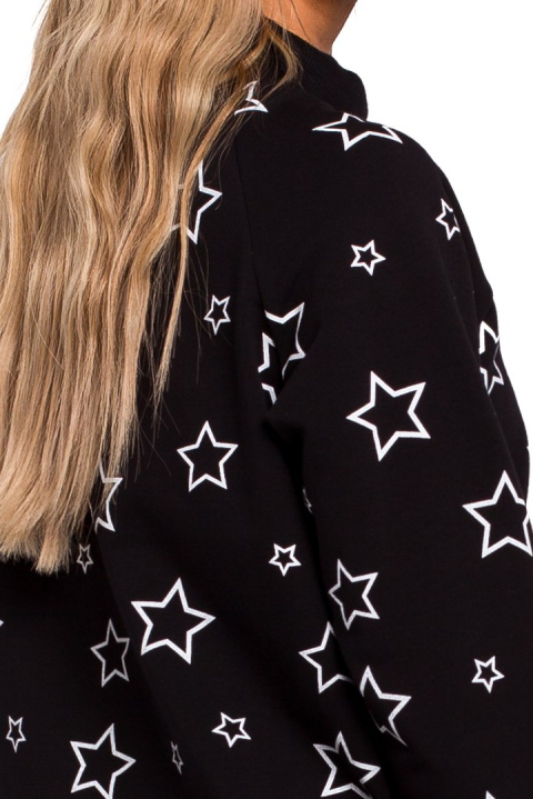Bluza damska oversize z nadrukiem czarna me442 Bluza damska oversize z nadrukiem czarna me442