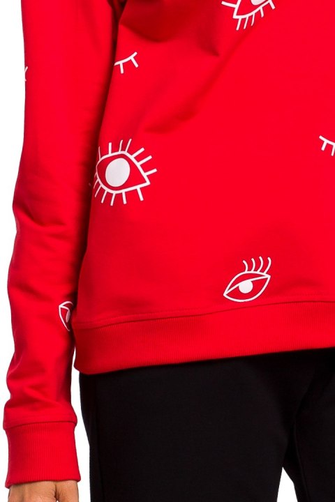 Bluza damska oversize z nadrukiem czerwona me442 Bluza damska oversize z nadrukiem czerwona me442