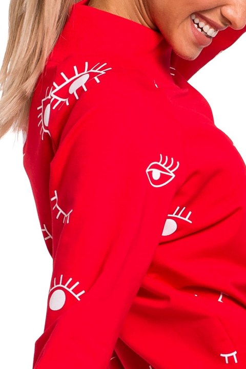 Bluza damska oversize z nadrukiem czerwona me442 Bluza damska oversize z nadrukiem czerwona me442