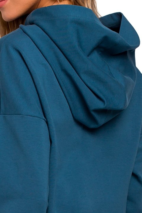 Bluza damska dresowa z kapturem i wiązaniem w talii morska me449 Bluza damska dresowa z kapturem i wiązaniem w talii morska me449