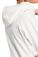 Bluza damska dresowa z kapturem zapinana na zamek ecru me420
