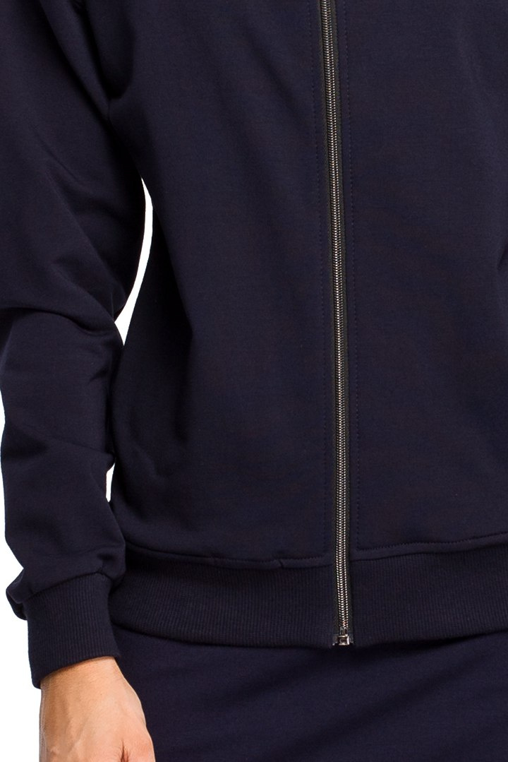 Bluza damska dresowa z kapturem zapinana na zamek granatowa me420 Bluza damska dresowa z kapturem zapinana na zamek granatowa me420