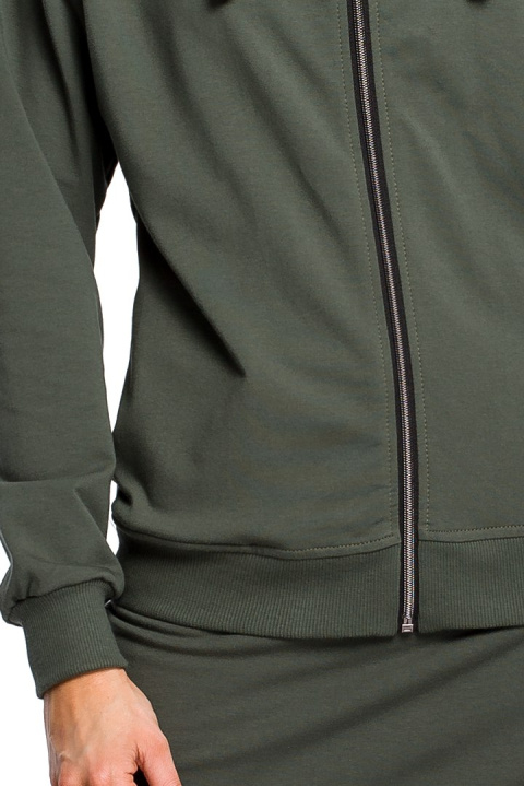 Bluza damska dresowa z kapturem zapinana na zamek zielona me420 Bluza damska dresowa z kapturem zapinana na zamek zielona me420