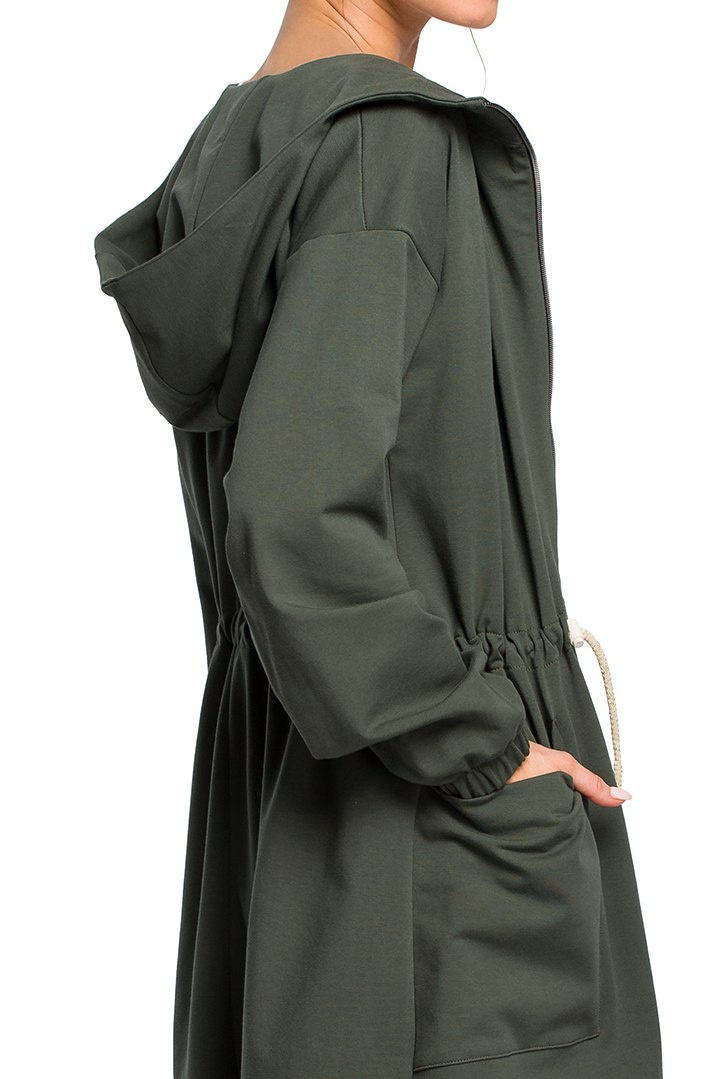 Długa bluza damska parka oversize z zamkiem i kapturem zielony me416 Długa bluza damska parka oversize z zamkiem i kapturem zielony me416