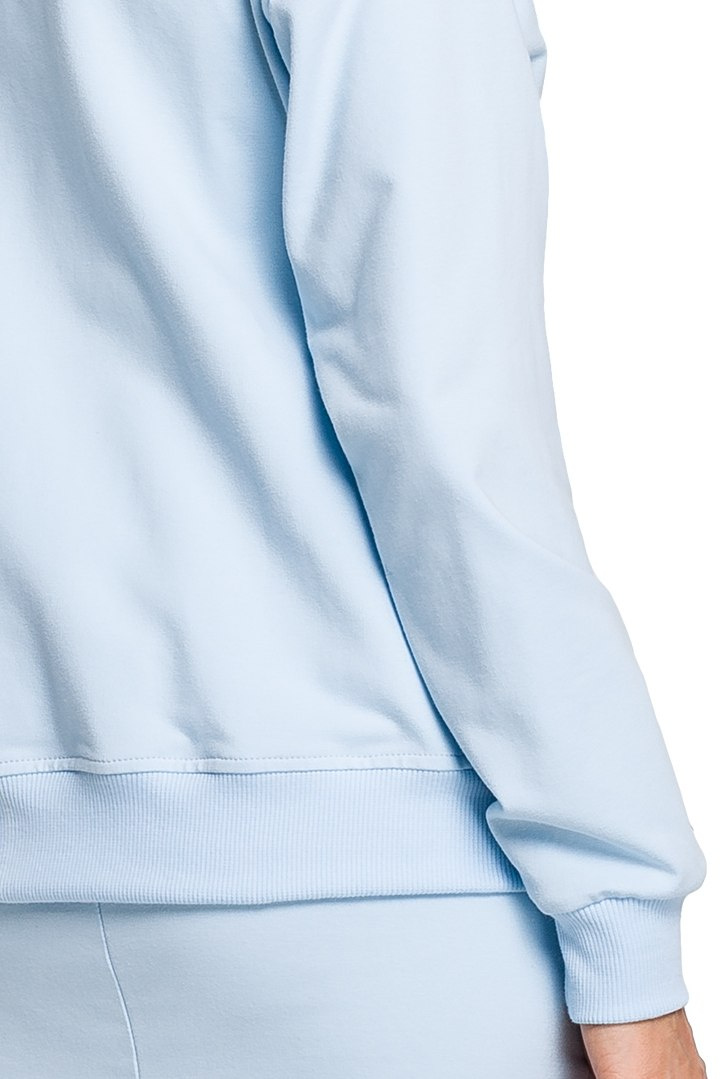 Bluza damska dresowa z kapturem zapinana na zamek błękitna me420
