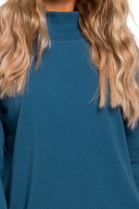 Bluza damska dzianinowa oversize ze ściągaczem morska me443 Bluza damska dzianinowa oversize ze ściągaczem morska me443