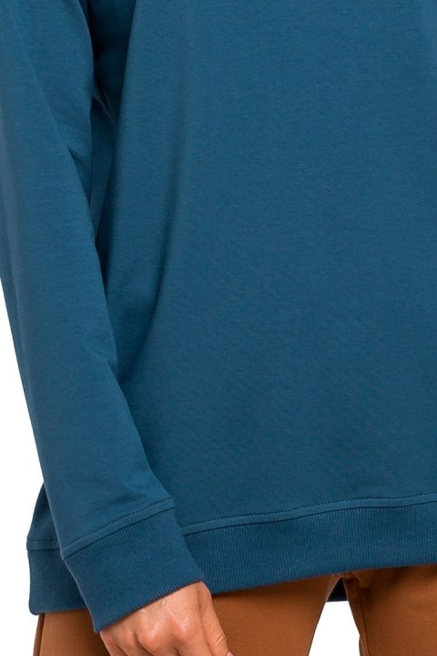 Bluza damska dzianinowa oversize ze ściągaczem morska me443 Bluza damska dzianinowa oversize ze ściągaczem morska me443