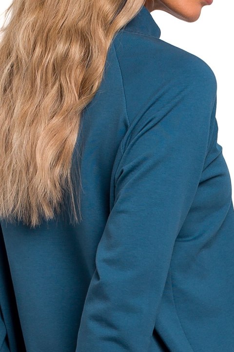 Bluza damska dzianinowa oversize ze ściągaczem morska me443 Bluza damska dzianinowa oversize ze ściągaczem morska me443