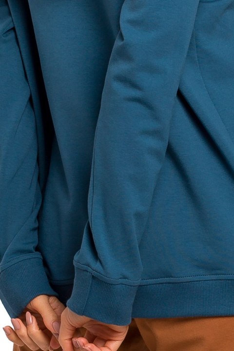 Bluza damska dzianinowa oversize ze ściągaczem morska me443 Bluza damska dzianinowa oversize ze ściągaczem morska me443