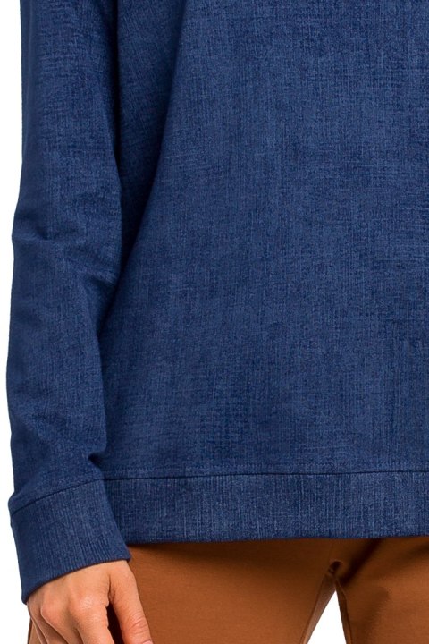 Bluza damska dzianinowa oversize ze ściągaczem niebieska me443 Bluza damska dzianinowa oversize ze ściągaczem niebieska me443