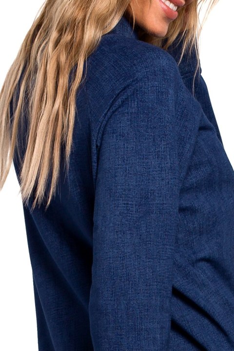 Bluza damska dzianinowa oversize ze ściągaczem niebieska me443 Bluza damska dzianinowa oversize ze ściągaczem niebieska me443