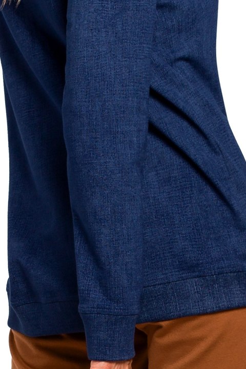 Bluza damska dzianinowa oversize ze ściągaczem niebieska me443 Bluza damska dzianinowa oversize ze ściągaczem niebieska me443