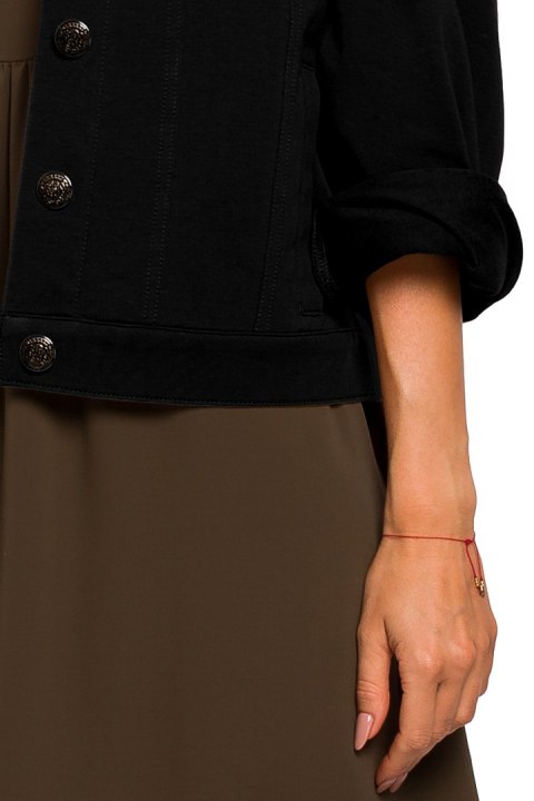 Kurtka damska oversize z dzianiny dresowej czarna me452 Kurtka damska oversize z dzianiny dresowej czarna me452