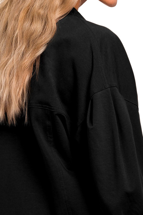 Kurtka damska oversize z dzianiny dresowej czarna me452 Kurtka damska oversize z dzianiny dresowej czarna me452