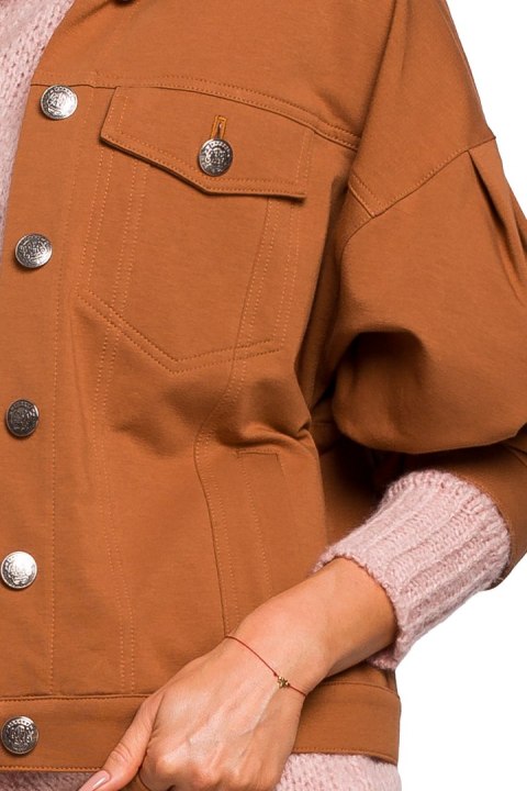 Kurtka damska oversize z dzianiny dresowej karmelowa me452 Kurtka damska oversize z dzianiny dresowej karmelowa me452