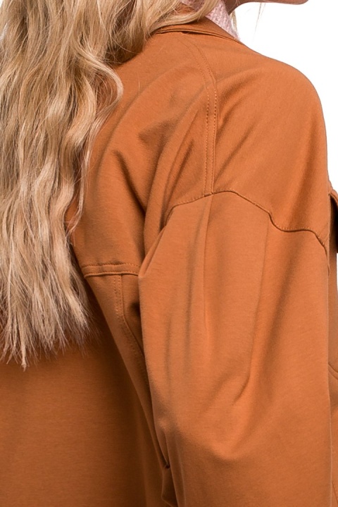 Kurtka damska oversize z dzianiny dresowej karmelowa me452 Kurtka damska oversize z dzianiny dresowej karmelowa me452