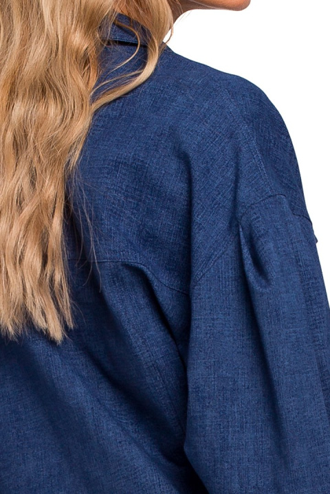 Kurtka damska oversize z dzianiny dresowej niebieska me452 Kurtka damska oversize z dzianiny dresowej niebieska me452