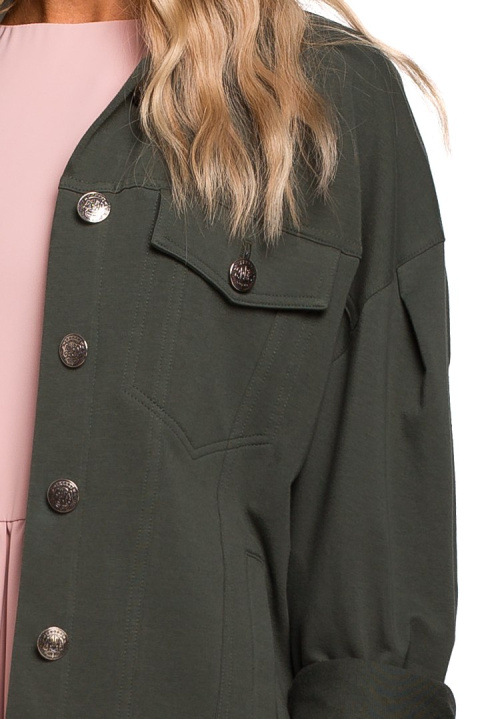 Kurtka damska oversize z dzianiny dresowej zielona me452 Kurtka damska oversize z dzianiny dresowej zielona me452