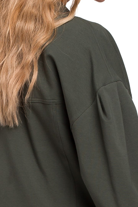 Kurtka damska oversize z dzianiny dresowej zielona me452 Kurtka damska oversize z dzianiny dresowej zielona me452