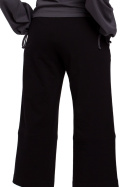 Spodnie damskie z gumką w pasie poszerzane nogawki 7/8 czarne me450