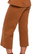 Spodnie damskie z gumką w pasie poszerzane nogawki 7/8 karmelowe me450
