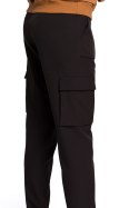 Spodnie damskie cargo z gumką w pasie zwężane nogawki czarne me425