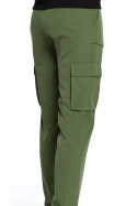 Spodnie damskie cargo z gumką w pasie zwężane nogawki zielone me425