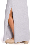 Sukienka maxi na ramiączkach z rozcięciem na udo szara me432