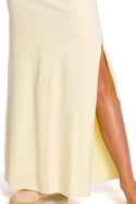 Sukienka maxi na ramiączkach z rozcięciem na udo żółta me432